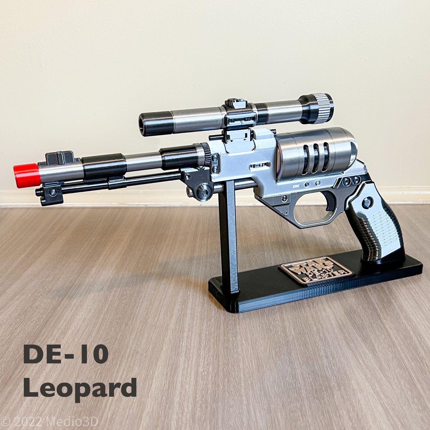 DE-10 Blaster With a Stand Cosplay Prop Replica, Post Apocalyptic Larp Weapon, Cyberpunk Cosplay Prop Weapon