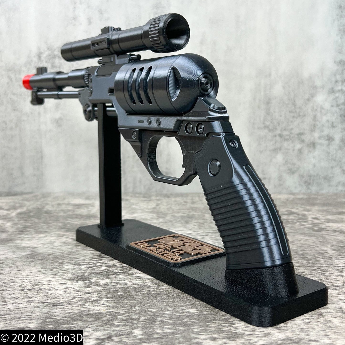 DE-10 Blaster With a Stand Cosplay Prop Replica, Post Apocalyptic Larp Weapon, Cyberpunk Cosplay Prop Weapon