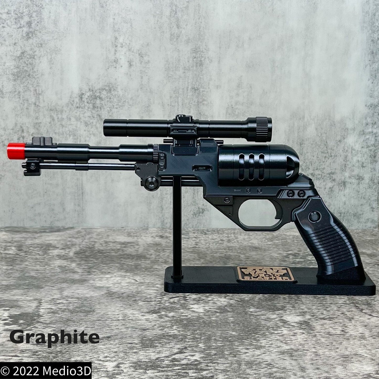 DE-10 Blaster With a Stand Cosplay Prop Replica, Post Apocalyptic Larp Weapon, Cyberpunk Cosplay Prop Weapon