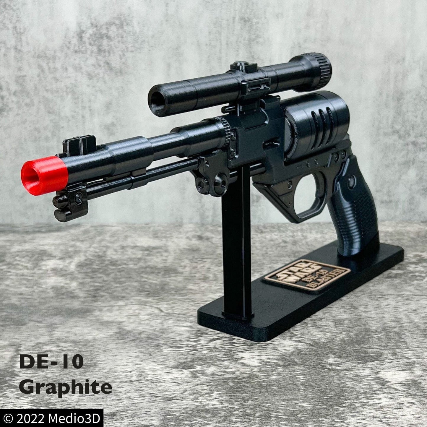 DE-10 Blaster With a Stand Cosplay Prop Replica, Post Apocalyptic Larp Weapon, Cyberpunk Cosplay Prop Weapon