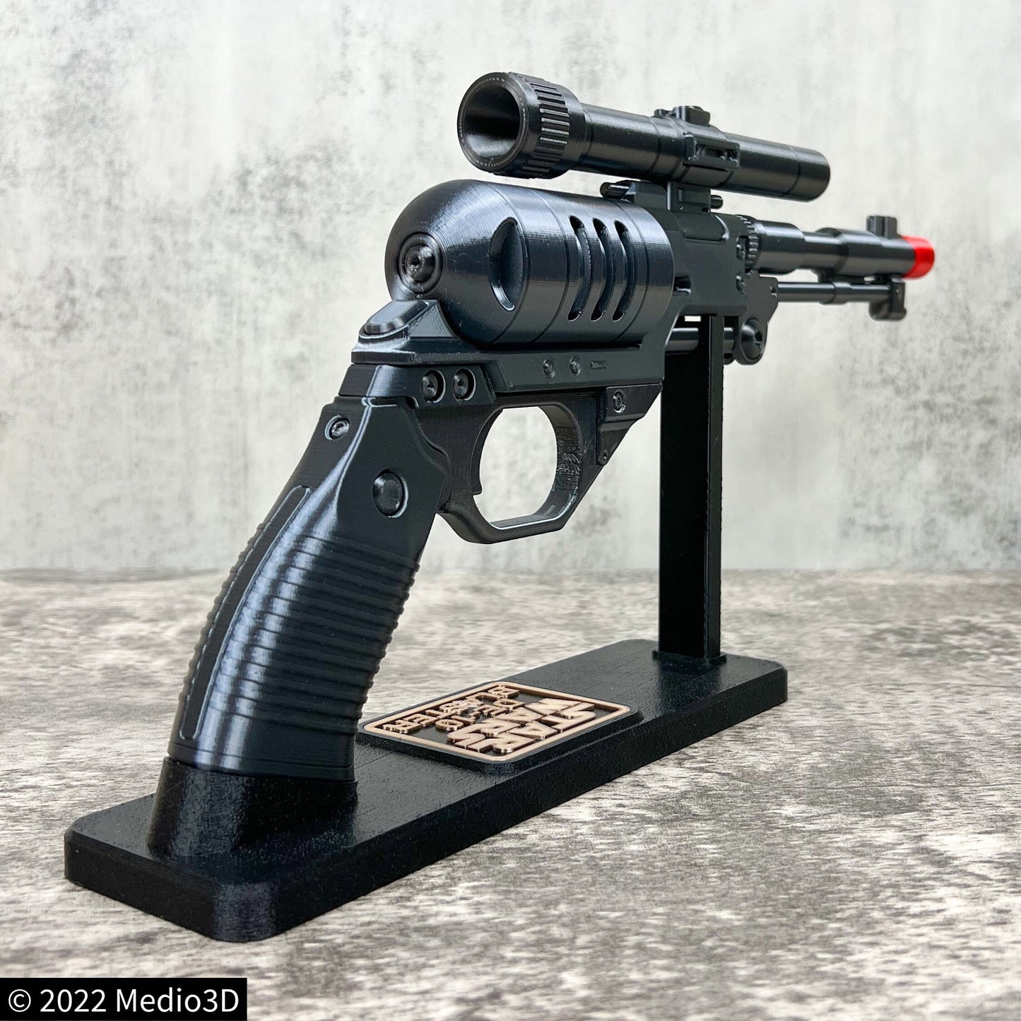 DE-10 Blaster With a Stand Cosplay Prop Replica, Post Apocalyptic Larp Weapon, Cyberpunk Cosplay Prop Weapon