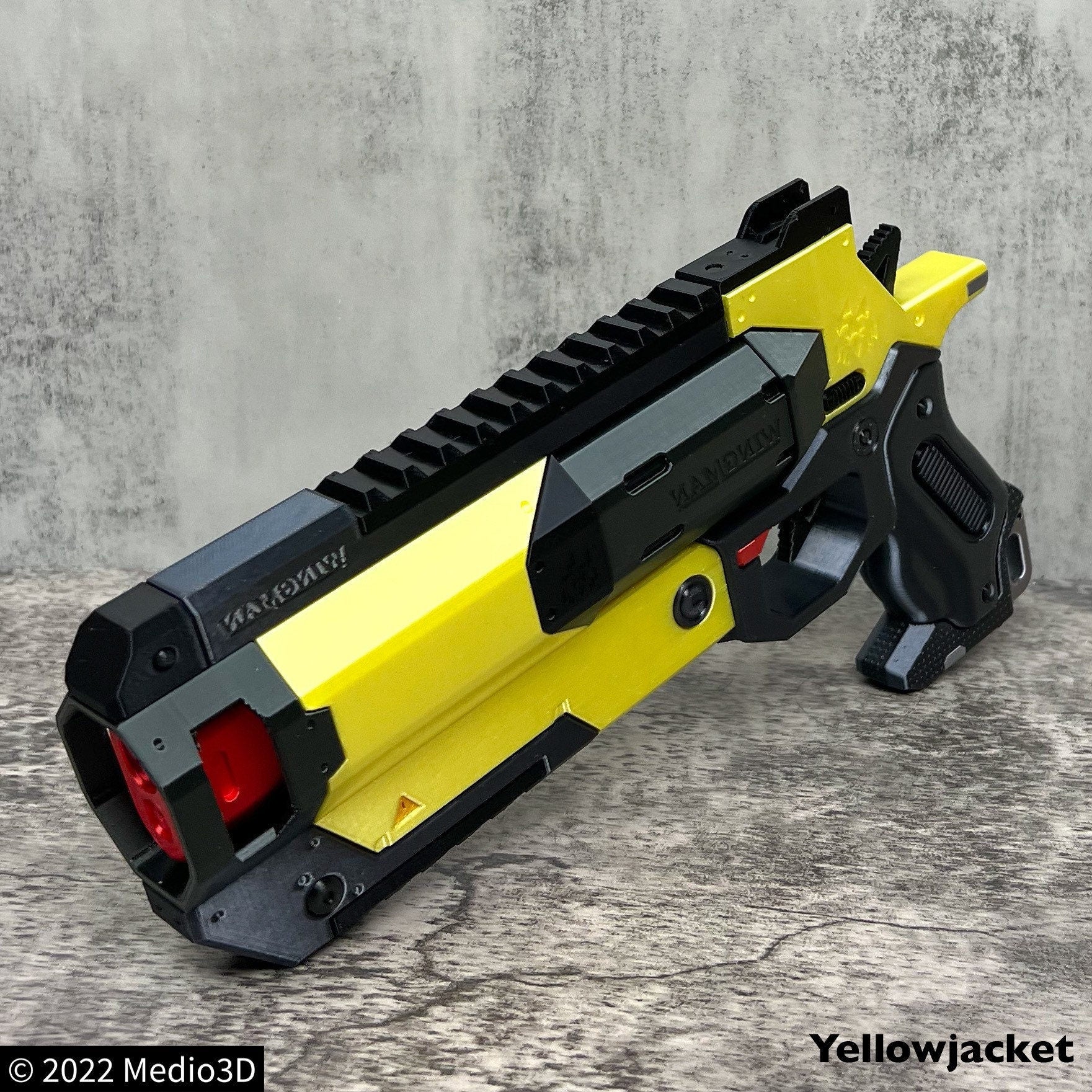 Yellowjacket Apex Legends Wingman Cosplay Replica With Stand, Wingman Replica, Post Apocalyptic, Cyberpunk Cosplay Prop Weapon